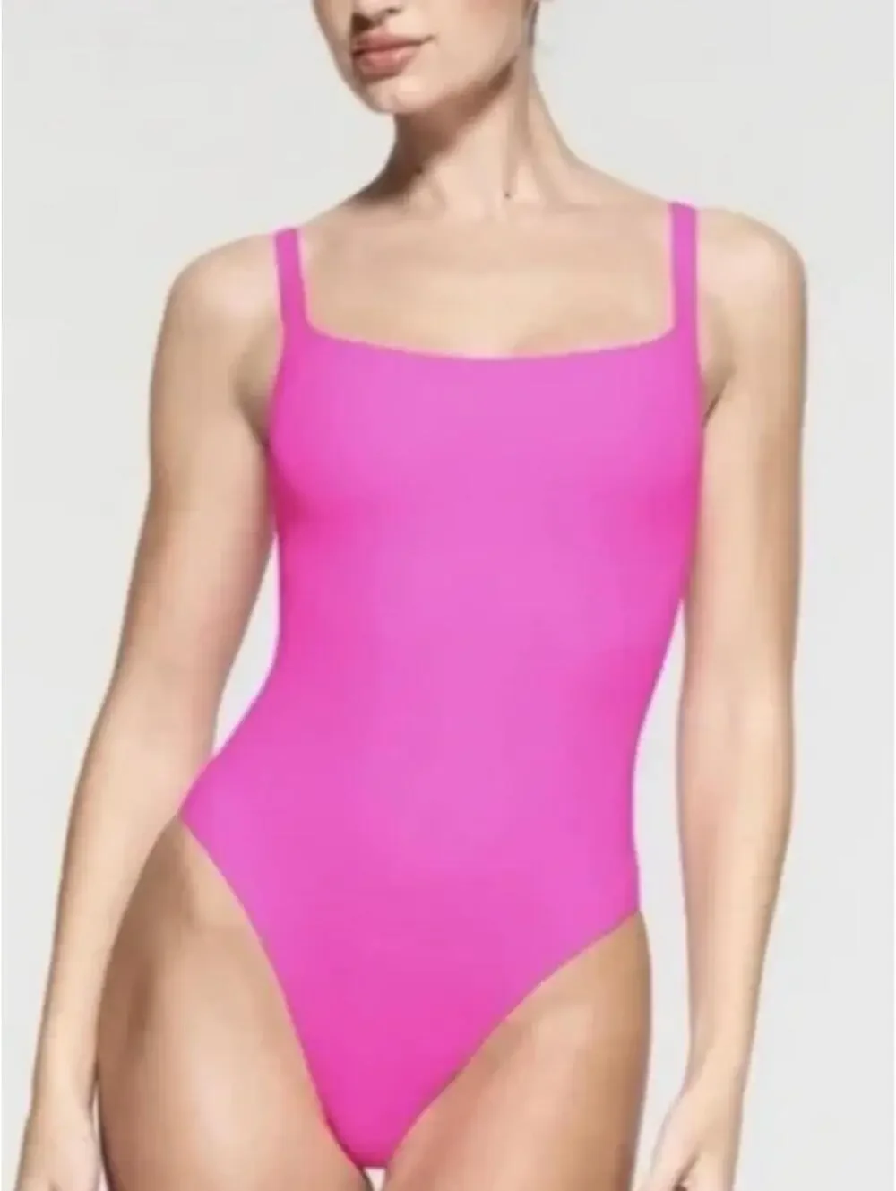 SKIMS Fits Everybody Square Neck Bodysuit In The Color Neon Pink - Women L NWOT